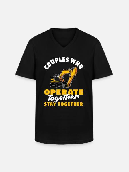 Baggerfahrer Paar - Männer-T-Shirt mit V-Ausschnitt - Schwarz