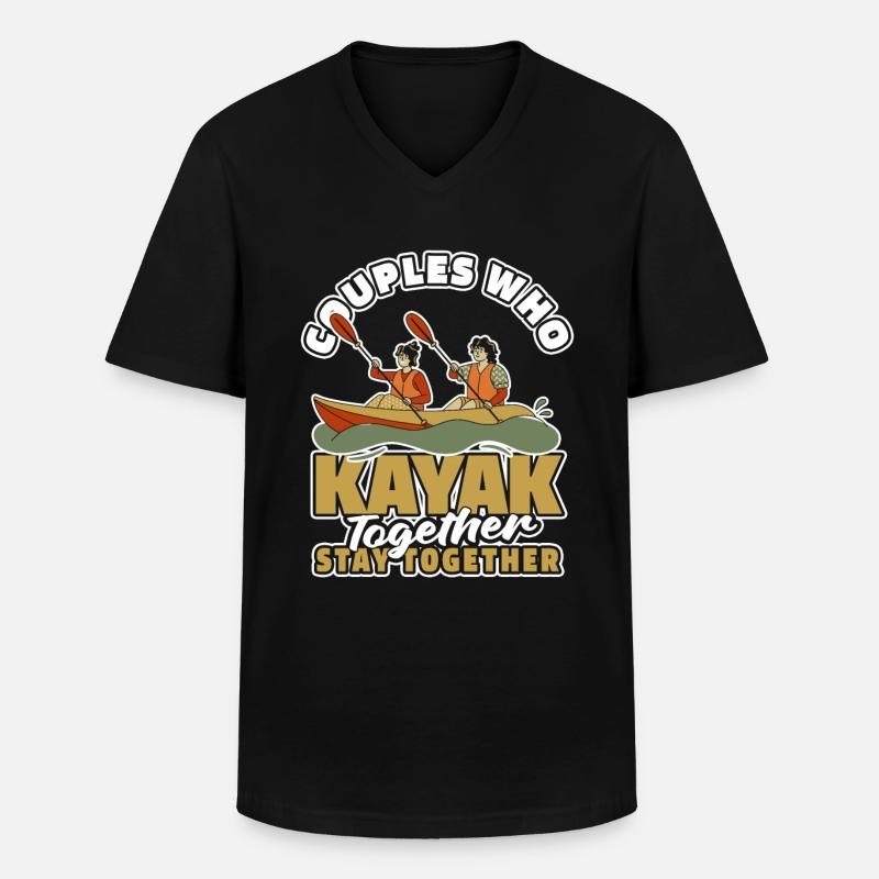 Kajaker Paar - Männer-T-Shirt mit V-Ausschnitt - Schwarz