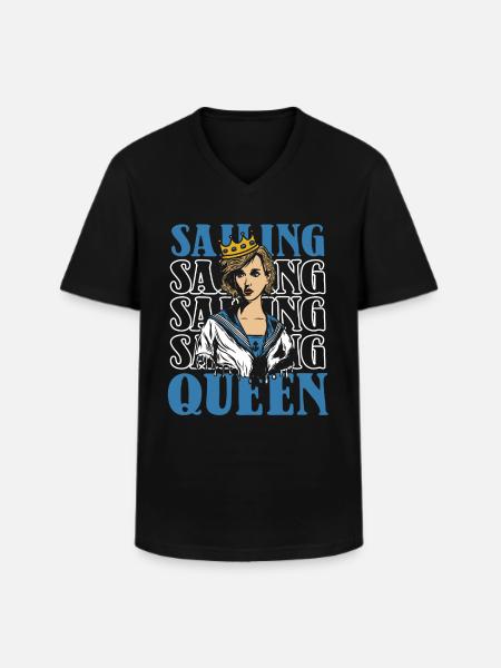 Sailing Sailboat Queen - Men's V-Neck T-Shirt - black
