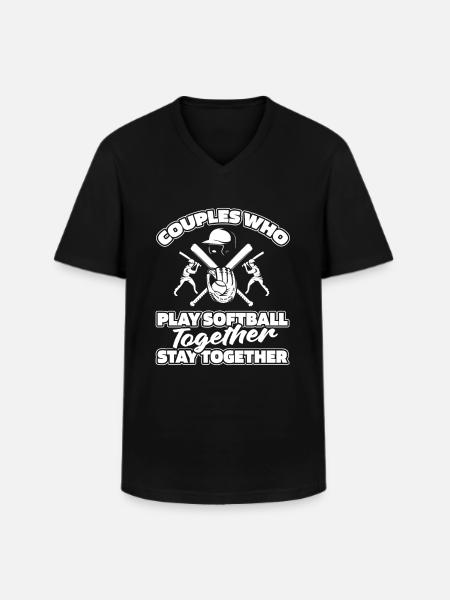 Softball Pair - Men's V-Neck T-Shirt - black