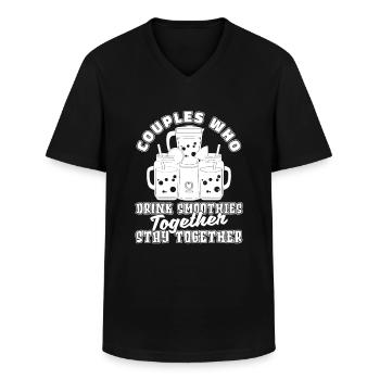 Smoothie Paar - Männer-T-Shirt mit V-Ausschnitt - Schwarz - Vorne - AI Model Male 178 dark (178cm)