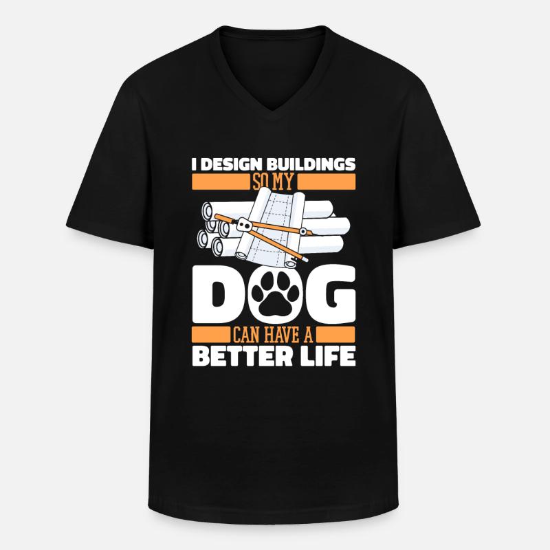 Architecte Architecture Chien - T-shirt col V Homme - noir