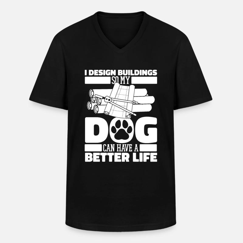 Architecte Architecture Chien - T-shirt col V Homme - noir