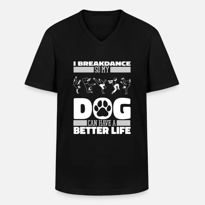 Breakdance Breakdancer Breakdancing Hund - Männer-T-Shirt mit V-Ausschnitt - Schwarz