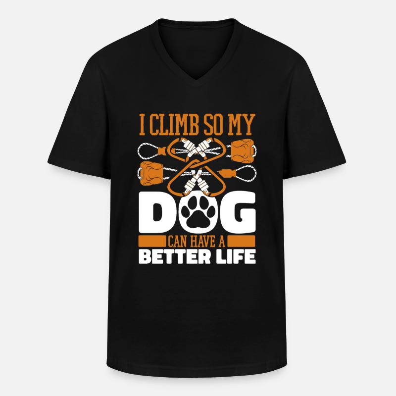 Klettern Kletterer Hund - Männer-T-Shirt mit V-Ausschnitt - Schwarz