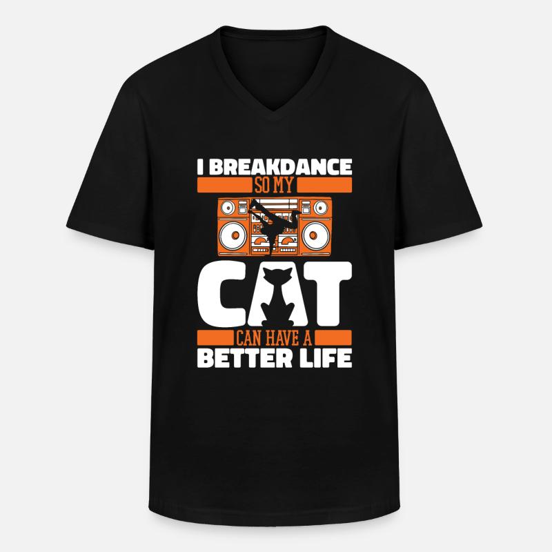 Breakdance Breakdancer Breakdance Chat - T-shirt col V Homme - noir