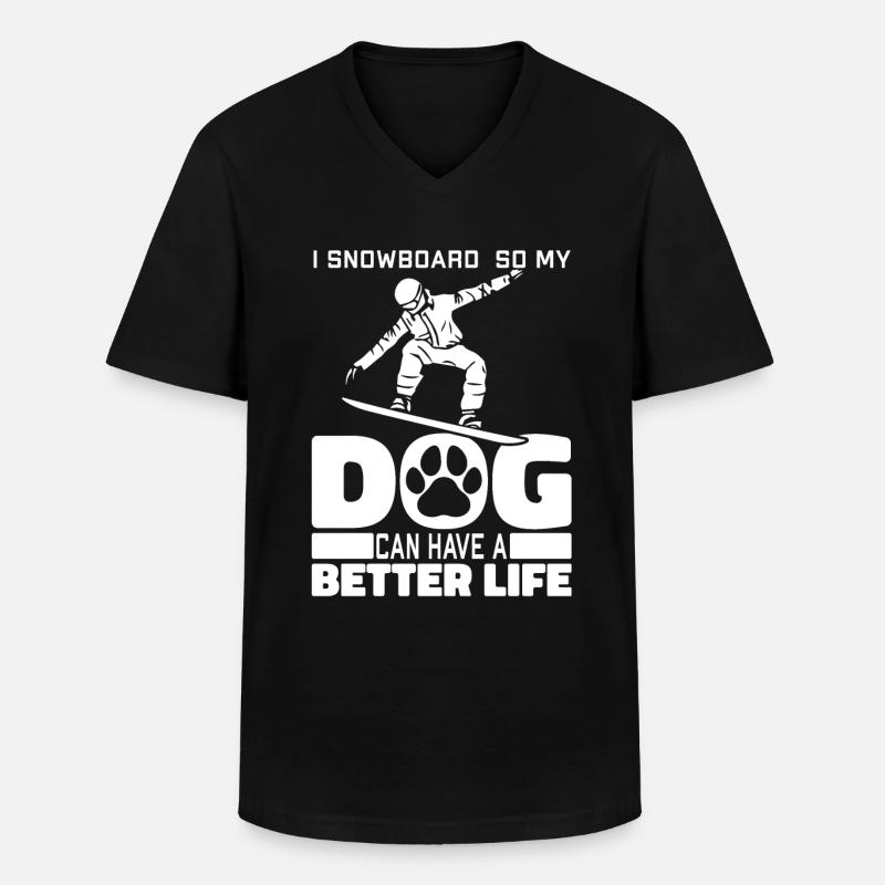 Snowboard Snowboarder Hund - Männer-T-Shirt mit V-Ausschnitt - Schwarz