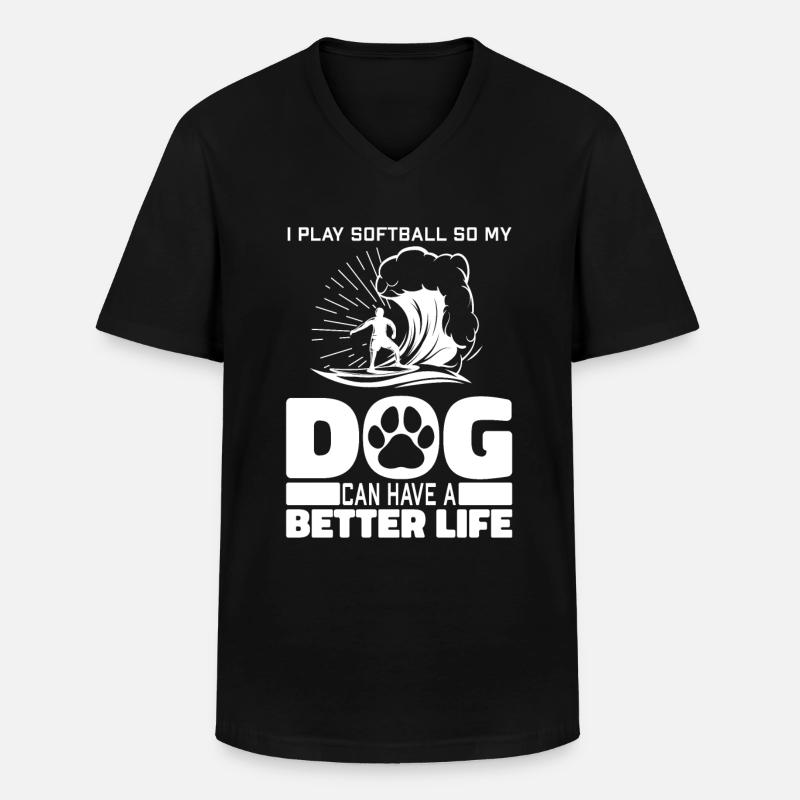 Surfer Surfen Hund - Männer-T-Shirt mit V-Ausschnitt - Schwarz