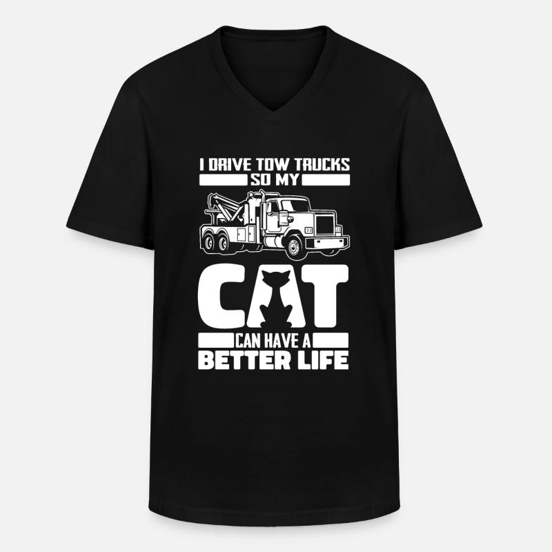 Abschleppdienst Abschlepper Katze - Männer-T-Shirt mit V-Ausschnitt - Schwarz
