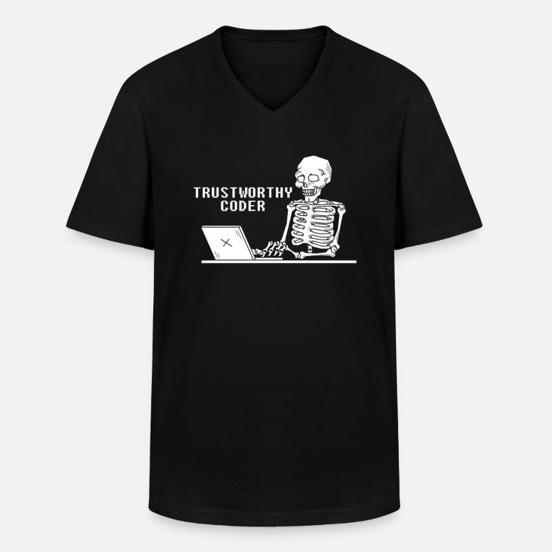 Développeur Coder Programmeur Squelette - T-shirt col V Homme - noir