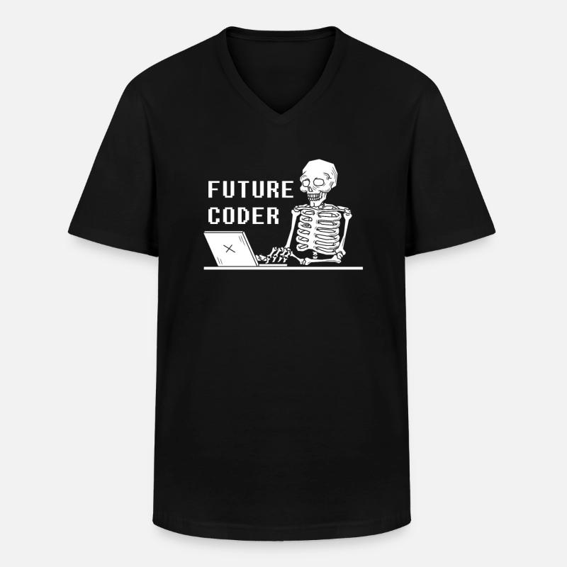 Développeur Coder Programmeur Squelette - T-shirt col V Homme - noir