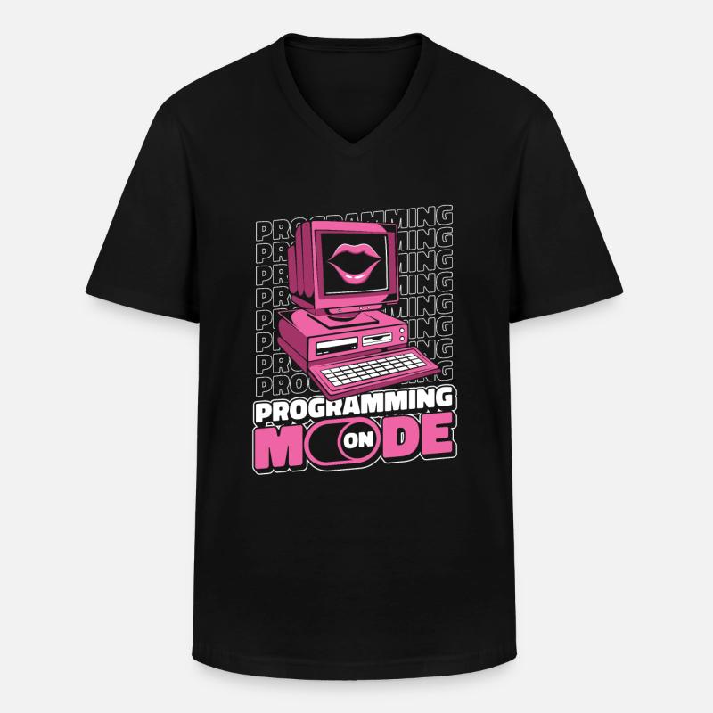 Developer Coder Programmer Lips - Men's V-Neck T-Shirt - black