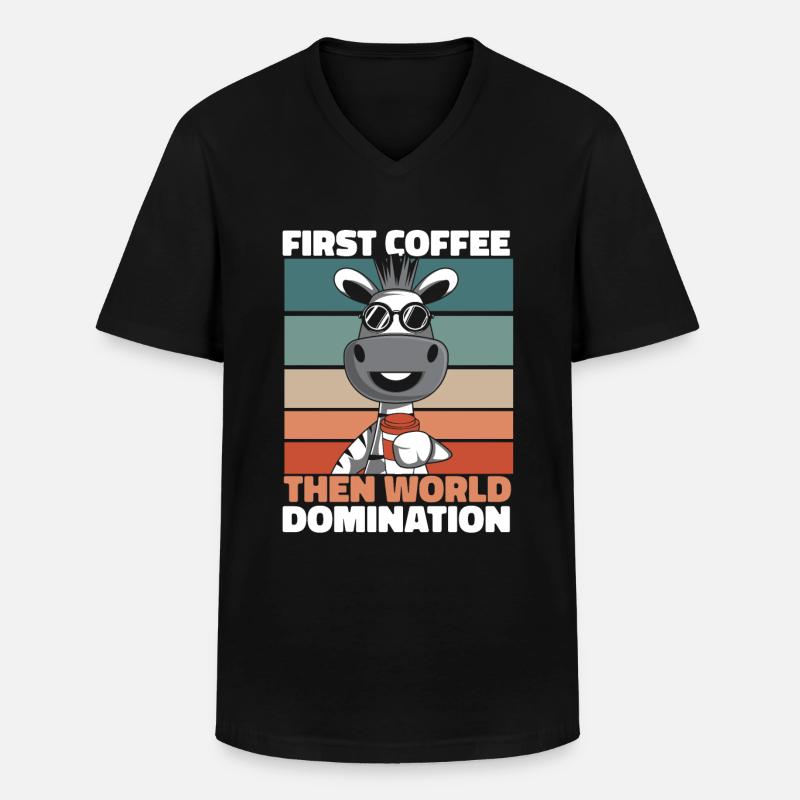 Zebra - Männer-T-Shirt mit V-Ausschnitt - Schwarz