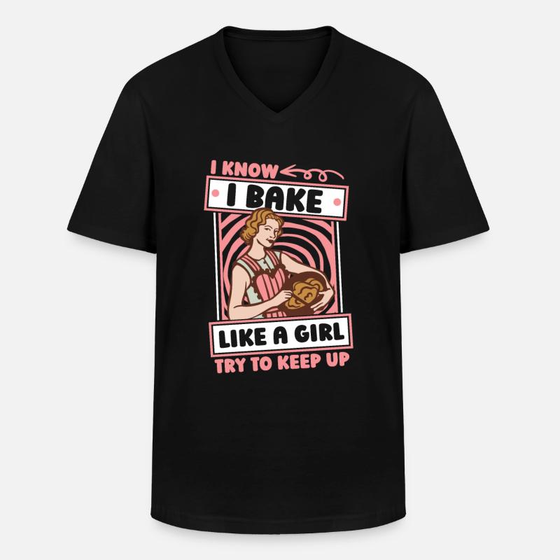 Backen Bäcker Bäckerei Mädchen - Männer-T-Shirt mit V-Ausschnitt - Schwarz