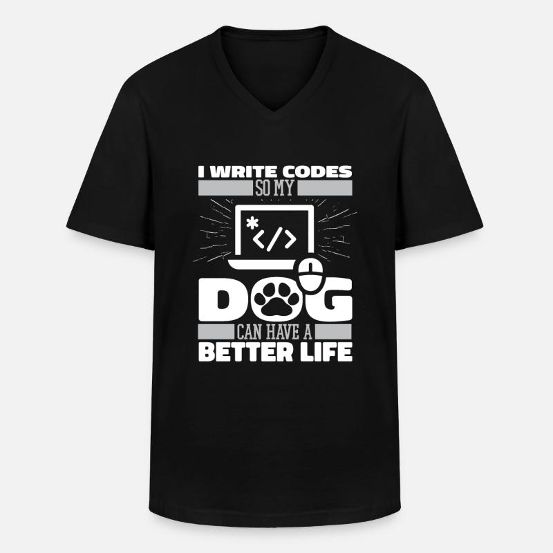 Entwickler Coder Programmierer Hund - Männer-T-Shirt mit V-Ausschnitt - Schwarz