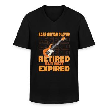 Bassist Basgitaar Gepensioneerde Bassist - Klassiek mannen T-shirt met V-hals - zwart - Voor - AI Model Male 178 dark (178cm)