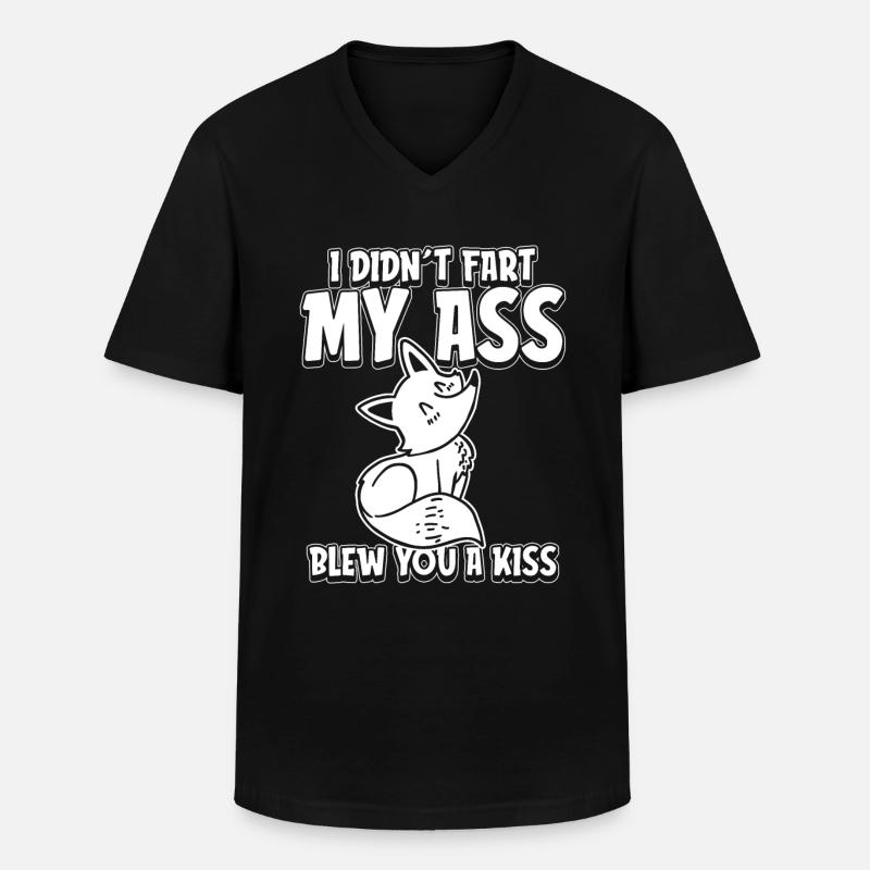 Fuchs Lustig - Männer-T-Shirt mit V-Ausschnitt - Schwarz