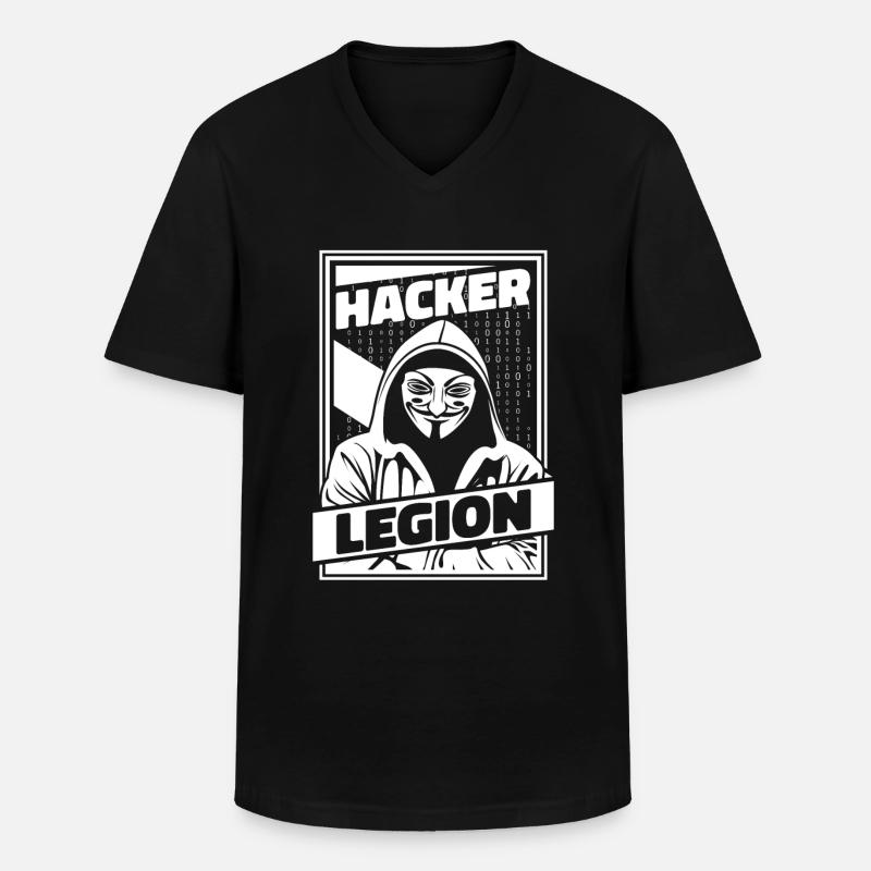 Développeur, Codeur, Programmeur, Hacker - T-shirt col V Homme - noir