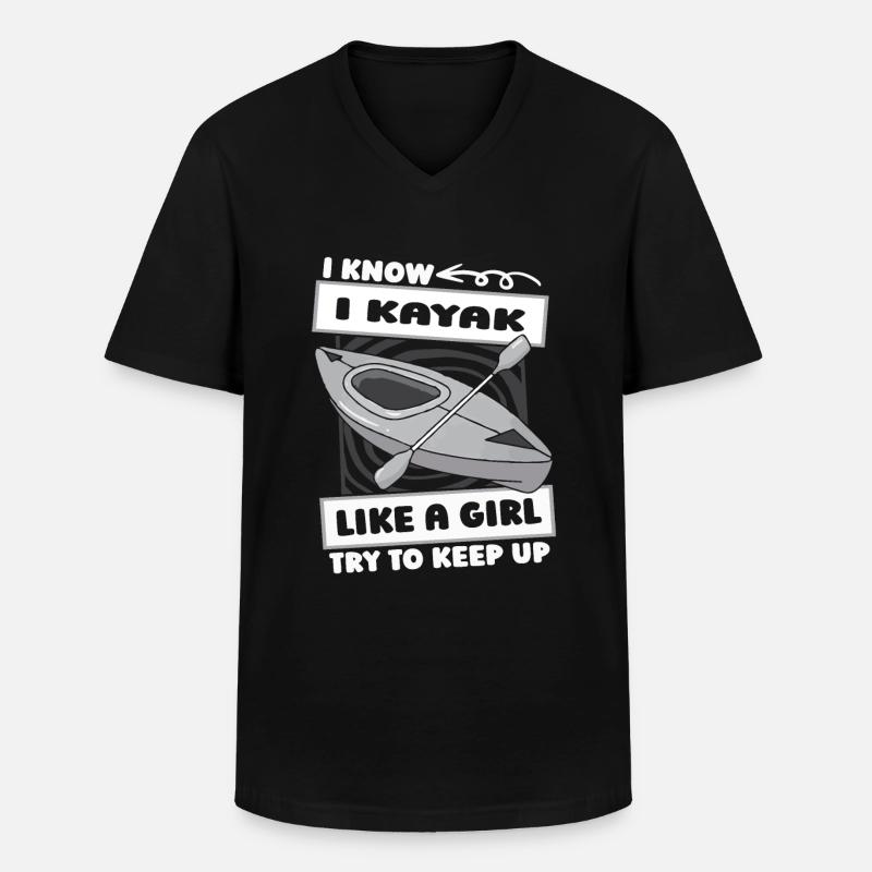 Kajaker Mädchen - Männer-T-Shirt mit V-Ausschnitt - Schwarz