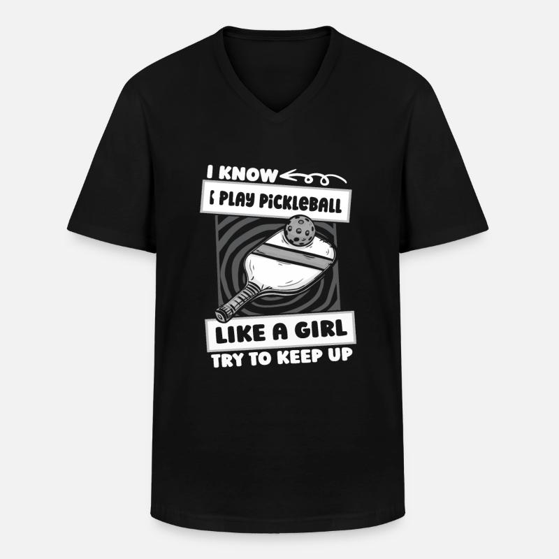 Pickleball Mädchen - Männer-T-Shirt mit V-Ausschnitt - Schwarz