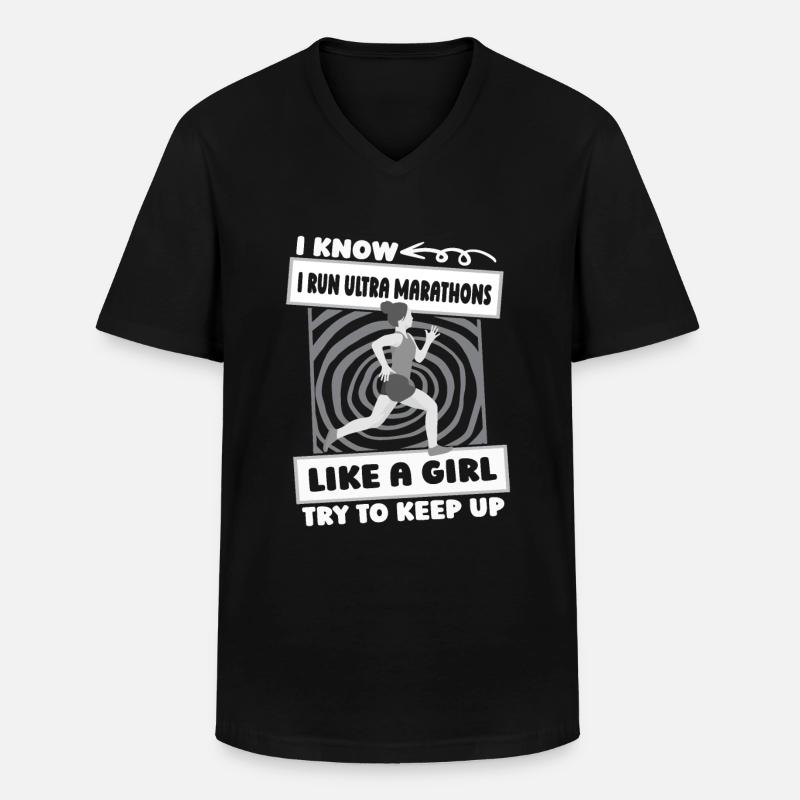 Ultramarathon Mädchen - Männer-T-Shirt mit V-Ausschnitt - Schwarz