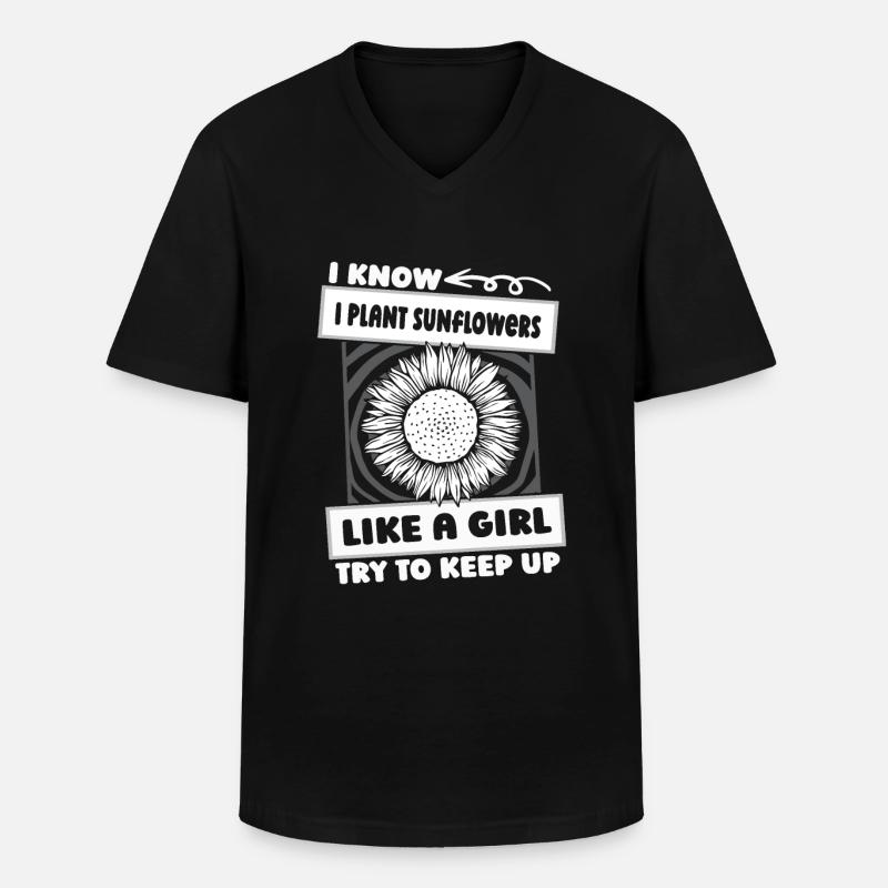 Sonnenblume Mädchen - Männer-T-Shirt mit V-Ausschnitt - Schwarz