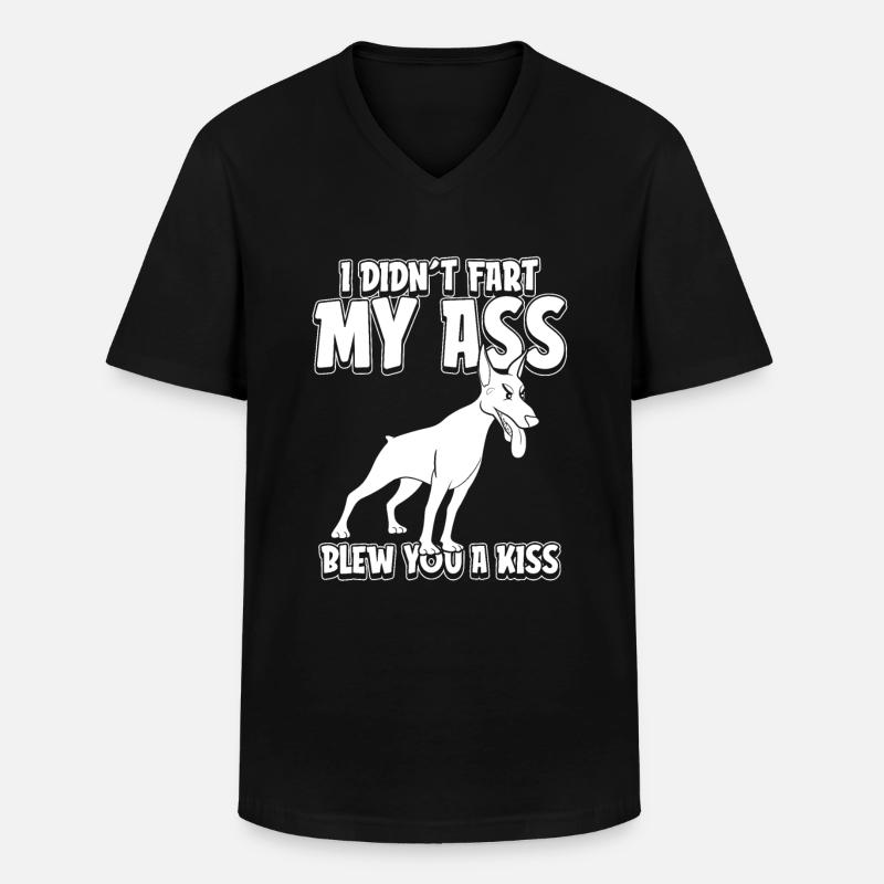 Dobermann Witzig - Männer-T-Shirt mit V-Ausschnitt - Schwarz