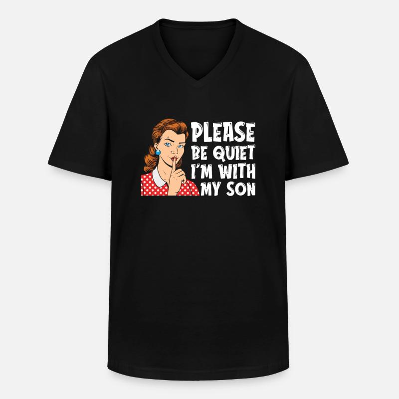 Mom Mutter Sohn - Männer-T-Shirt mit V-Ausschnitt - Schwarz