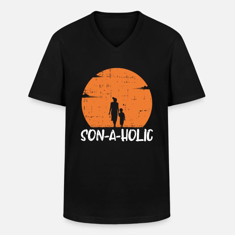 Mama Mutter Sohn - Männer-T-Shirt mit V-Ausschnitt - Schwarz