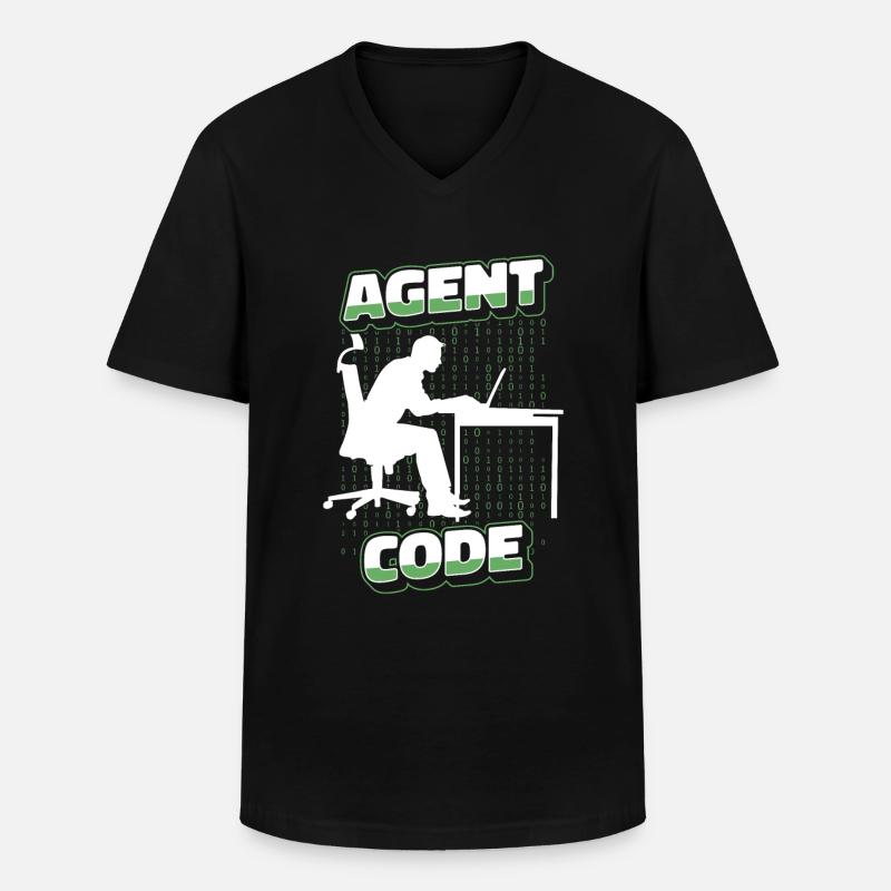 Agent Programmeur Codeur Développeur - T-shirt col V Homme - noir