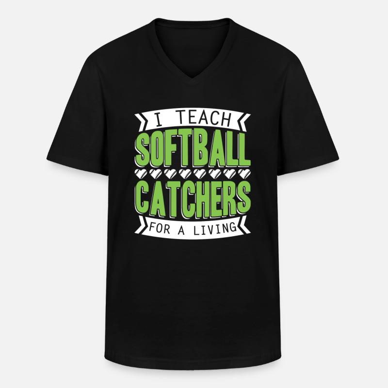 Softball Trainer - Männer-T-Shirt mit V-Ausschnitt - Schwarz