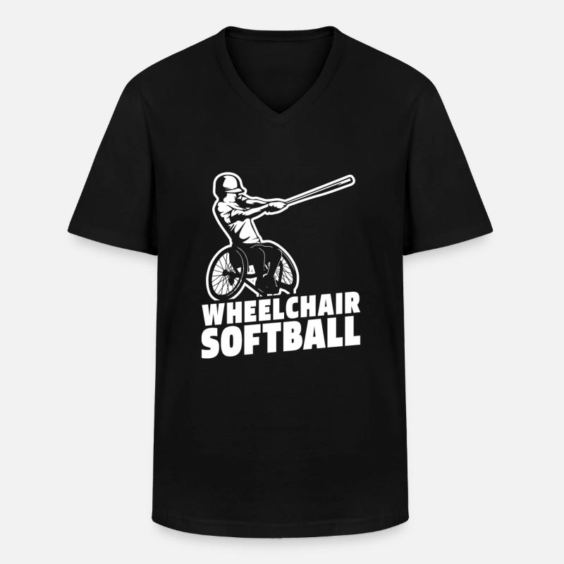 Softball Rollstuhl - Männer-T-Shirt mit V-Ausschnitt - Schwarz