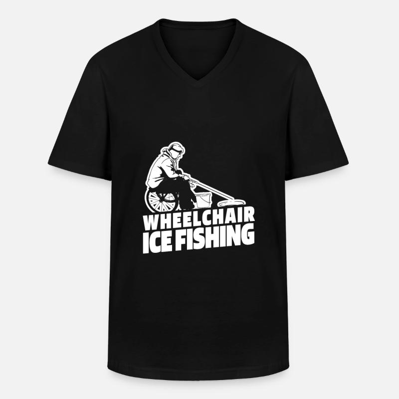 Eisfischen Eisangeln Rollstuhl - Männer-T-Shirt mit V-Ausschnitt - Schwarz