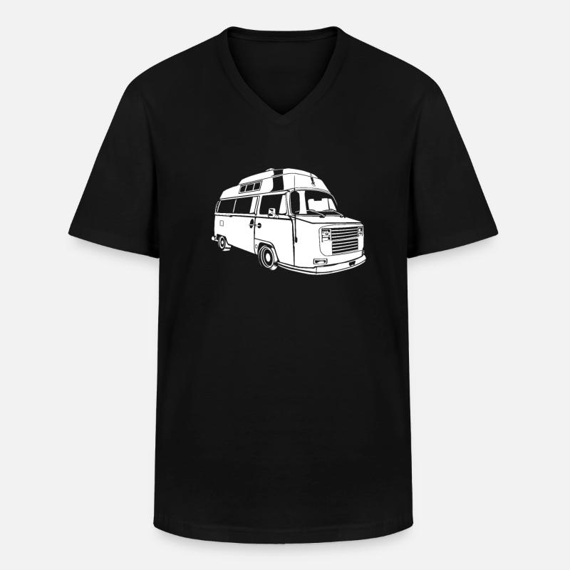 Van Camper Bus - Männer-T-Shirt mit V-Ausschnitt - Schwarz