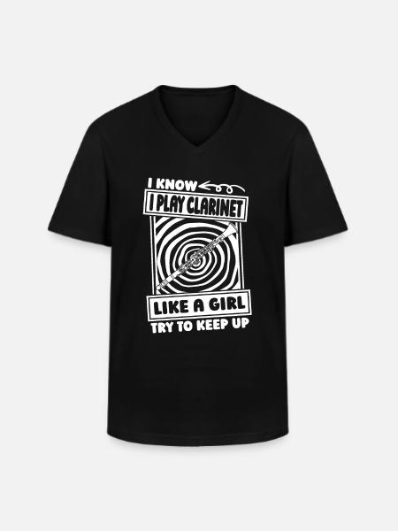 Clarinet Clarinetist Girl - Men's V-Neck T-Shirt - black