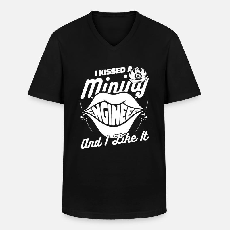 Engineer Kuss Mining Engineer - Men's V-Neck T-Shirt - black