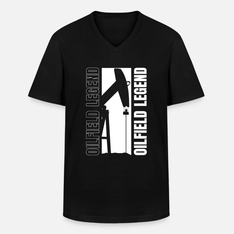 Ölfeld Bohrinsel Witzig - Männer-T-Shirt mit V-Ausschnitt - Schwarz