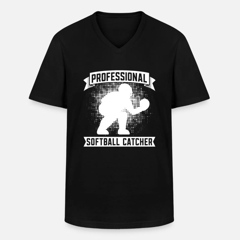 Softball Fänger - Männer-T-Shirt mit V-Ausschnitt - Schwarz
