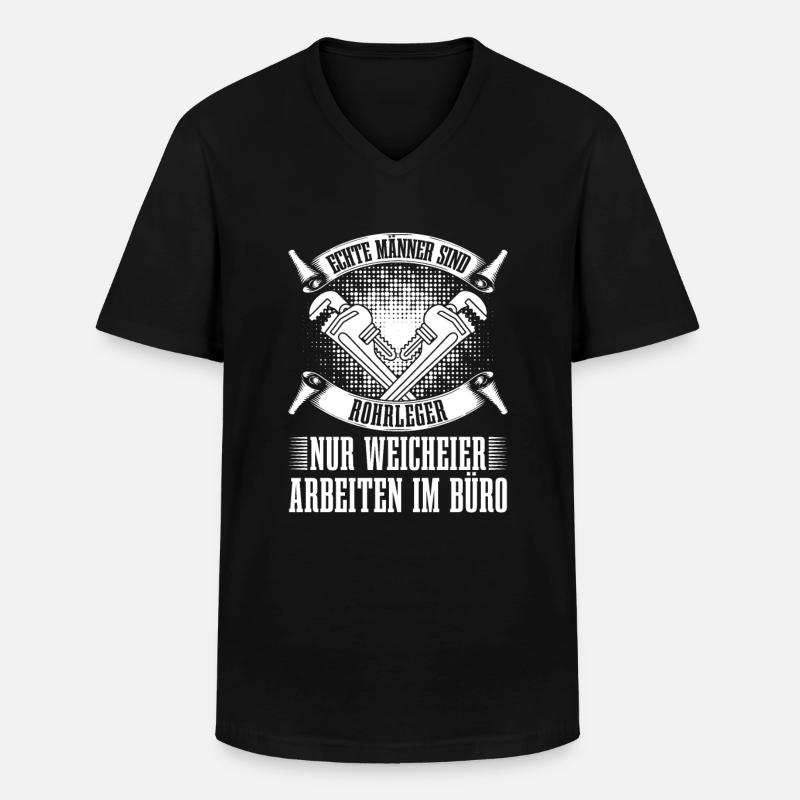 Rohrleitungsbauer Witzig - Männer-T-Shirt mit V-Ausschnitt - Schwarz