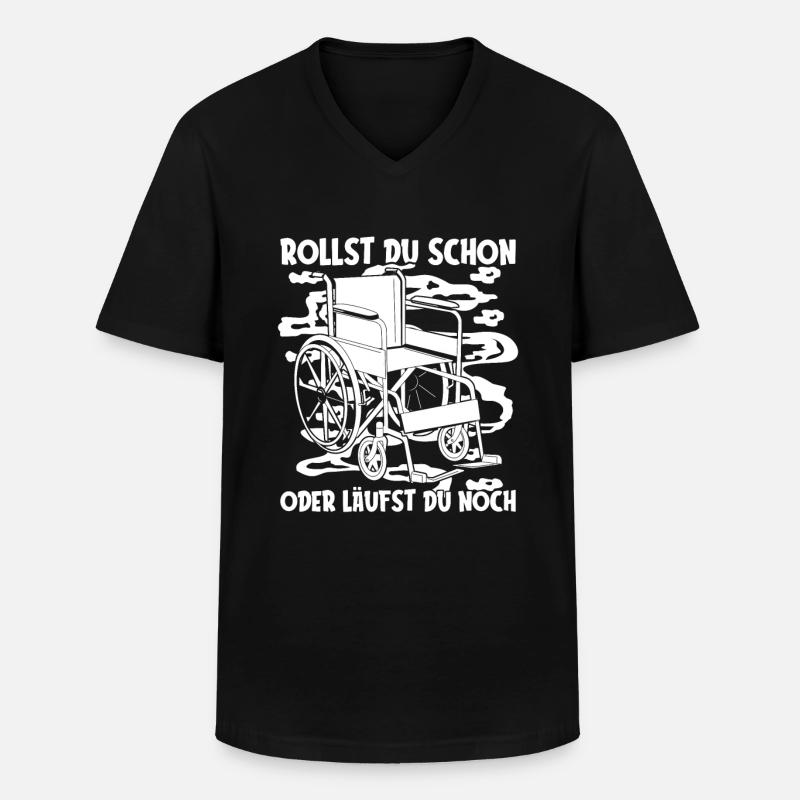 Rollstuhl Rollstuhlfahrer Lustig - Männer-T-Shirt mit V-Ausschnitt - Schwarz