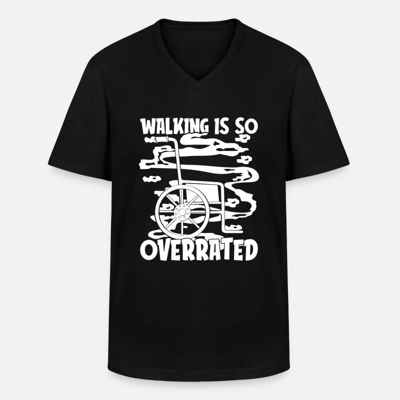 Rollstuhl Rollstuhlfahrer Witzig - Männer-T-Shirt mit V-Ausschnitt - Schwarz