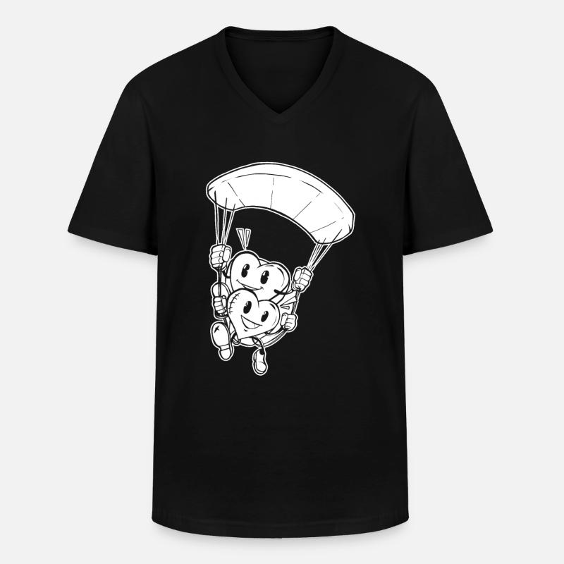Paragleiter Paragleiten Herzen - Männer-T-Shirt mit V-Ausschnitt - Schwarz