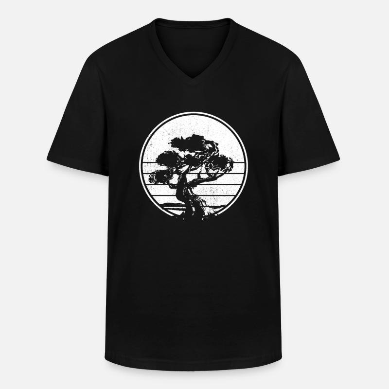 Bonsai Baum - Männer-T-Shirt mit V-Ausschnitt - Schwarz