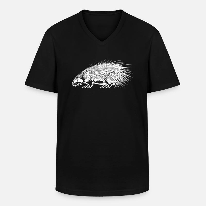 Stachelschwein - Männer-T-Shirt mit V-Ausschnitt - Schwarz