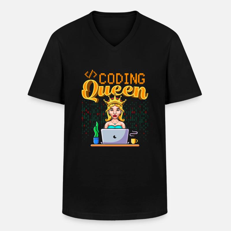 Développeur Coder Programmeur Queen - T-shirt col V Homme - noir