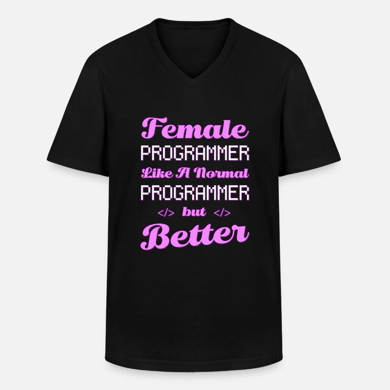 Developer Coder Programmer Female - Men's V-Neck T-Shirt - black