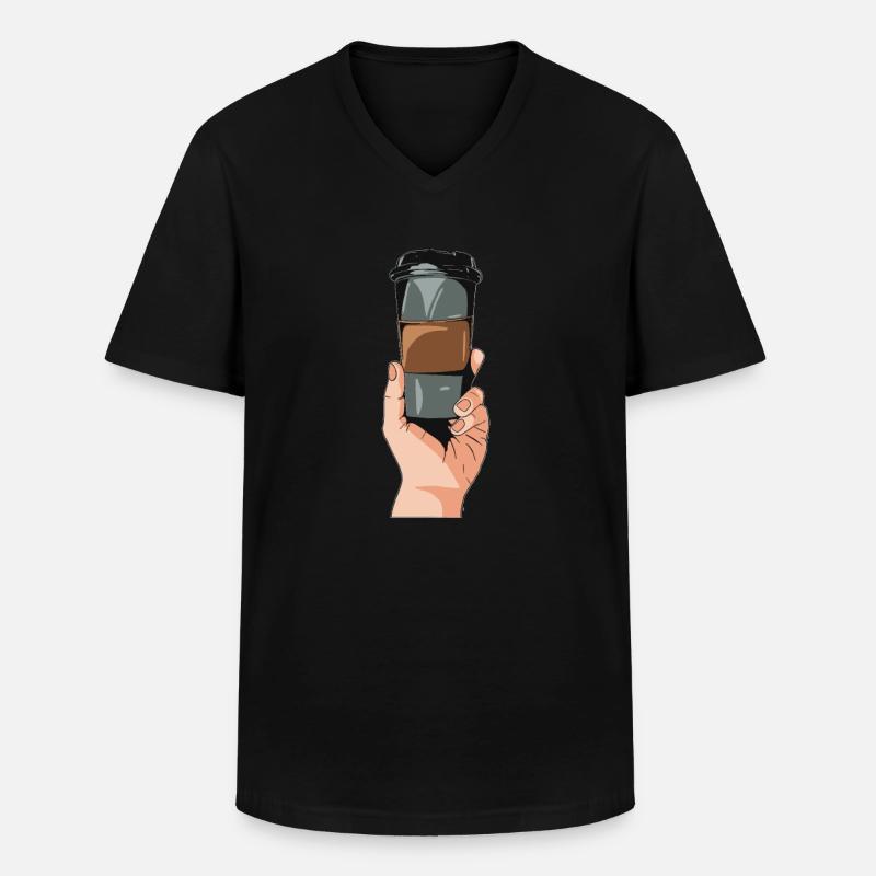 Kaffee Cafe - Männer-T-Shirt mit V-Ausschnitt - Schwarz
