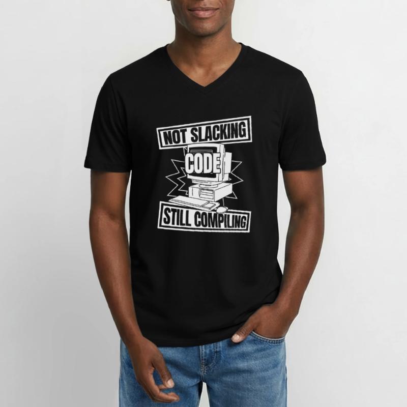 Developer Coder Programmer Computer T-shirt col V Homme