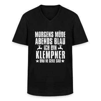 Klempner Installateur Morgens Mde Abends Blau - Männer-T-Shirt mit V-Ausschnitt - Schwarz - Vorne - AI Model Male 178 dark (178cm)