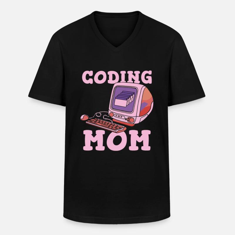 Développeur Coder Programmeur Mère - T-shirt col V Homme - noir